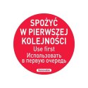 Etykiety Food Safety - "Spożyć w pierwszej kolejności" czerwony, 500 szt., ⌀50mm