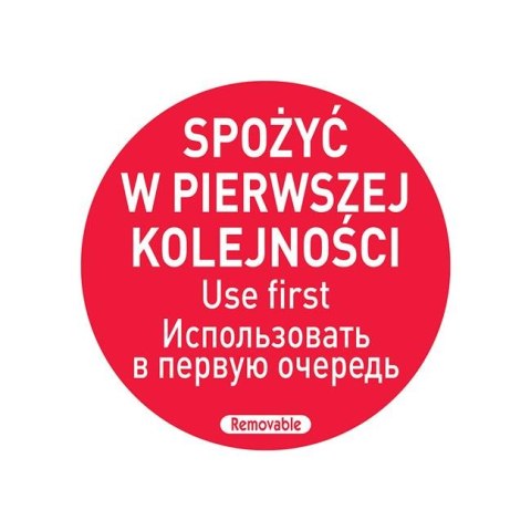 Etykiety Food Safety - "Spożyć w pierwszej kolejności" czerwony, 500 szt., ⌀50mm