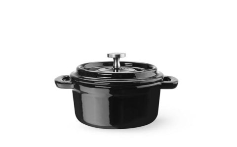 Garnek żeliwny emaliowany 0,27L, czarny, 130x100x(H)48mm