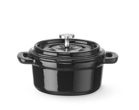 Garnek żeliwny emaliowany 0,27L, czarny, 130x100x(H)48mm