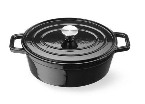 Garnek żeliwny emaliowany 4,4L, czarny, 365x290x(H)115mm, Owalny