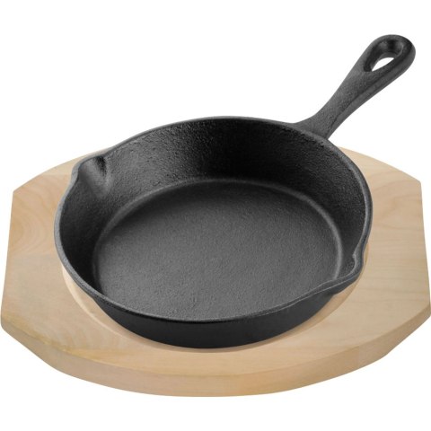 Patelnia żeliwna z podstawą drewnianą, Ø 150 mm