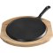 Patelnia żeliwna z podstawą drewnianą, rant niski, Ø 255 mm