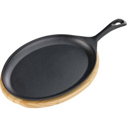 Półmisek żeliwny z podstawą drewnianą, 230x190 mm