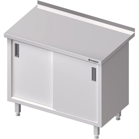 Stół stalowy z drzwiami suwanymi, przyścienny, spawany, 1200x700x850 mm