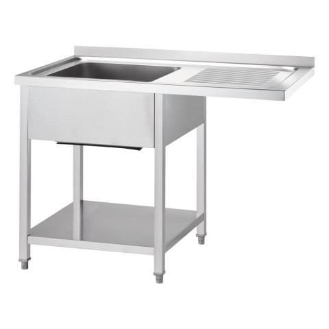 Stół ze zlewem 1-kom.(L) i blatem przestającym, Gredil, 1000x700x900 mm skręcany