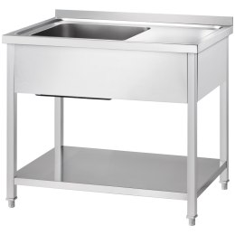 Stół ze zlewem 1-kom.(L),z półką, Gredil, 1200x600x850 mm skręcany