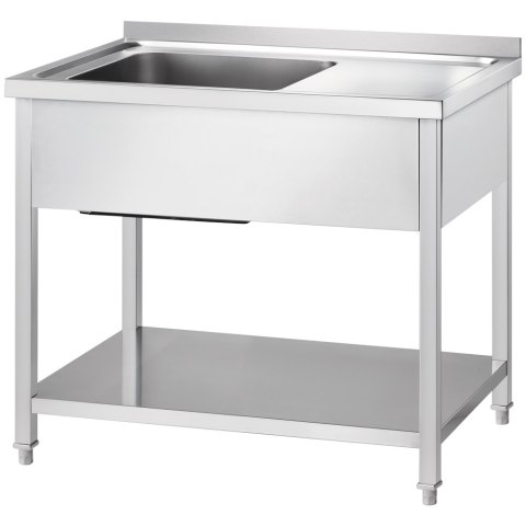 Stół ze zlewem 1-kom.(L),z półką, Gredil, 1200x600x850 mm skręcany