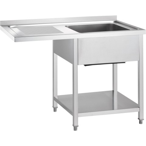 Stół ze zlewem 1-kom.(P) i miejscem na lodówkę lub zmywarkę, Gredil, 1200x700x900 mm skręcany