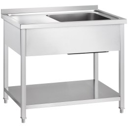 Stół ze zlewem 1-kom.(P),z półką, Gredil, 1000x600x850 mm skręcany