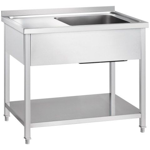 Stół ze zlewem 1-kom.(P),z półką, Gredil, 1000x700x850 mm skręcany