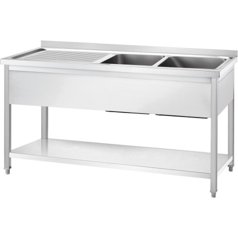 Stół ze zlewem 2-kom. (P),z półką, Gredil, 1400x600x850 mm skręcany