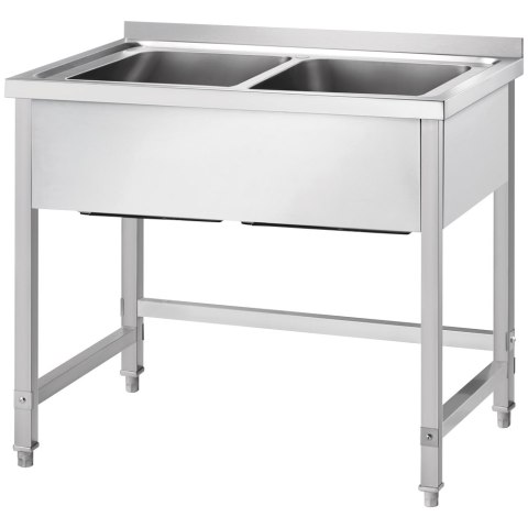 Stół ze zlewem 2-kom.,bez półki, Gredil, 1000x600x850 mm skręcany