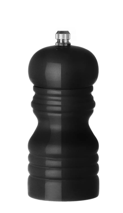 Młynek do pieprzu drewniany, czarny, ⌀50x(H)113mm