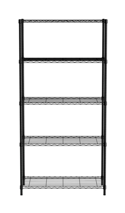 Regał 5-półkowy czarny, malowany proszkowo 910x455x(H)1830mm