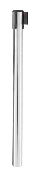 Słupek odgradzający z taśmą w kolorze srebrnym bez podstawy, ⌀64x(H)935mm