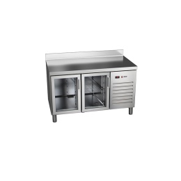 Stół chłodniczy, 2xszklane drzwi 1342x700x850 mm