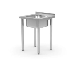 Stół ze zlewem 1-komorowym bez półki - skręcany 600x600x(H)850 mm