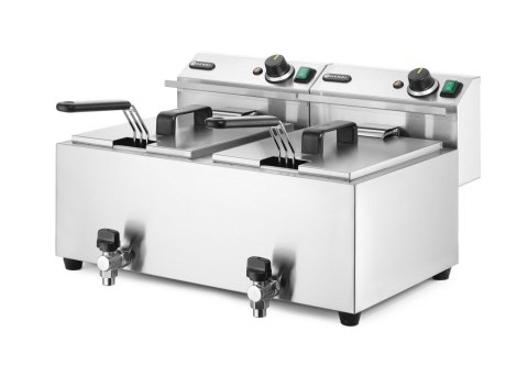 Frytownica MASTERPRO z kranem spustowym - 2 x 8L 230V/7000W, 610x515x(H)369mm
