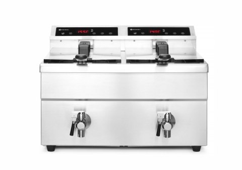Frytownica indukcyjna z kranem spustowym, 2 × 8 l, 16L 230V/7000W, 577x609x(H)410mm