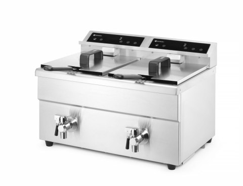 Frytownica indukcyjna z kranem spustowym, 2 × 8 l, 16L 230V/7000W, 577x609x(H)410mm
