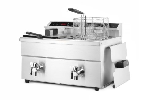 Frytownica indukcyjna z kranem spustowym, 2 × 8 l, 16L 230V/7000W, 577x609x(H)410mm