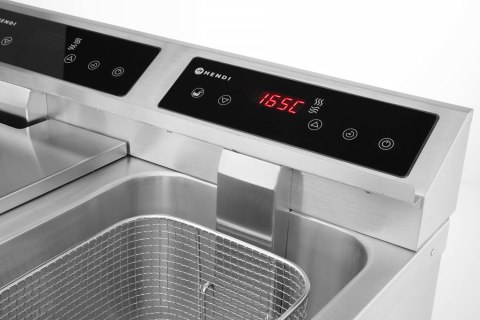 Frytownica indukcyjna z kranem spustowym, 2 × 8 l, 16L 230V/7000W, 577x609x(H)410mm