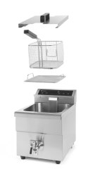 Frytownica indukcyjna z kranem spustowym 8L, jasnoszary, 230V/3500W, 288x619x(H)408mm