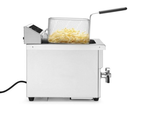 Frytownica indukcyjna z kranem spustowym 8L, jasnoszary, 230V/3500W, 288x619x(H)408mm