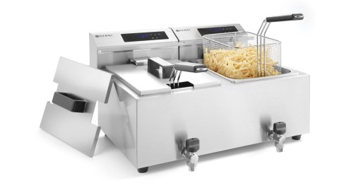 Frytownica z panelem cyfrowym Mastercook z kranem spustowym pojemność 2x8l