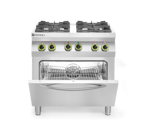 Kuchnia gazowa 4-palnikowa z konwekcyjnym piekarnikiem elektrycznym GN1/1 230V/3000W, 19kW, 800x722x(H)900mm