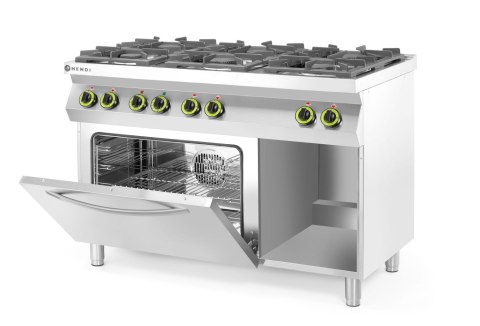 Kuchnia gazowa 6-palnikowa z konwekcyjnym piekarnikiem elektrycznym GN 1/1 230V/3000W, 28,5kW, 1200x722x(H)900mm