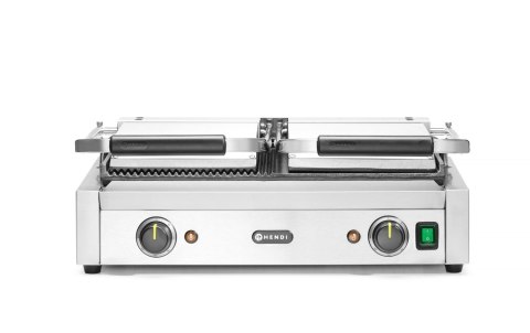 Grill kontaktowy podwójny, 1/2 gładka, 1/2 ryflowana 570x375x(H)216mm