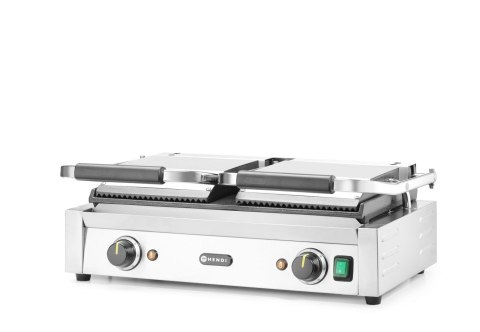 Grill kontaktowy podwójny góra ryflowana, dół gładki 570x375x(H)216mm