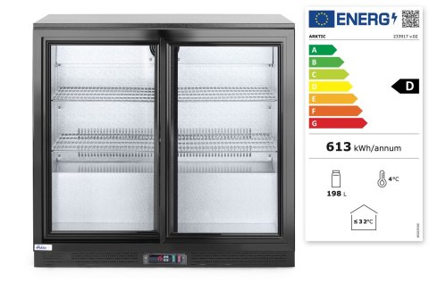 Lodówka na napoje 2-drzwiowa Arktic, 158L, czarny, 220-240V/160W, 900x520x(H)865mm