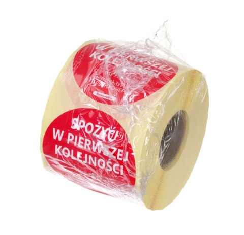 Etykiety Food Safety - "Spożyć w pierwszej kolejności" czerwony, 500 szt., ⌀50mm