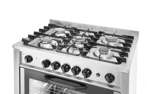 Kuchnia gazowa - 5-palnikowa z konwekcyjnym piekarnikiem i grillem 230V/2900W, 14,3kW, 900x653x(H)900mm
