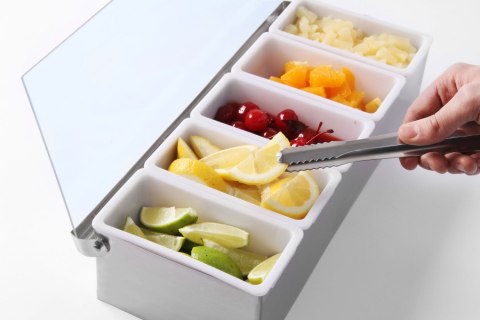 Pojemnik barmański na dodatki do drinków - 5 częściowy 375x140x(H)90mm
