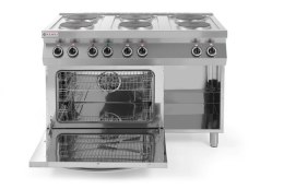 KUCHNIA ELEKTRYCZNA 6-PŁYTOWA Z KONWEKCYJNYM PIEKARNIKIEM ELEKTRYCZNYM GN 1/1 1200x700x(H)900mm