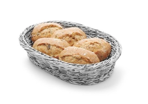 Koszyk owalny, szary 320x230x(H)70mm do pieczywa