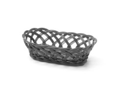 Koszyk pleciony, owalny 225x130x(H)55mm czarny do pieczywa