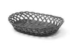 Koszyk pleciony, owalny, 320x230x(H)55mm, czarny do pieczywa
