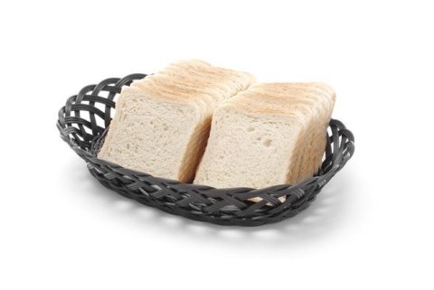 Koszyk pleciony, owalny, 320x230x(H)55mm, czarny do pieczywa