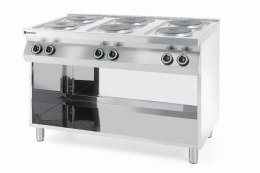Kuchnia elektryczna 6-płytowa na podstawie otwartej, 400V/15600W, 1200x700x(H)900mm