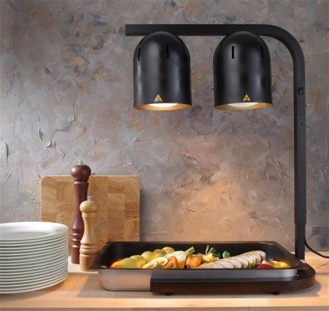 Lampa do podgrzewania potraw, podwójna, czarny, 230V/250W, 453x360x(H)790mm