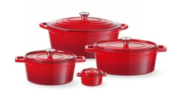 Garnek żeliwny emaliowany 0,2L, czerwony, 130x100x(H)48mm