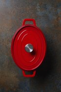 Garnek żeliwny emaliowany 4L, czerwony, 363x222x(H)110mm
