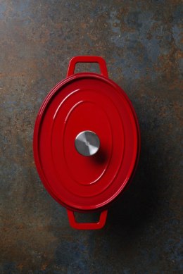Garnek żeliwny emaliowany 4L, czerwony, 363x222x(H)110mm