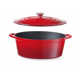 Garnek żeliwny emaliowany 7L, czerwony, 407x254x(H)135mm