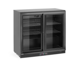 Lodówka barowa z podwójnymi drzwiami suwanymi, Arktic, 158L, czarna, 900x520x(H)870mm